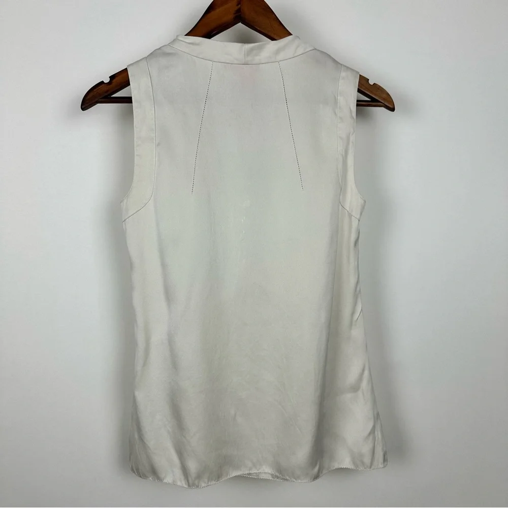 TORY BURCH Jasmine 100% Silk Shell Cow Neck Tank Top Ivory Cream
